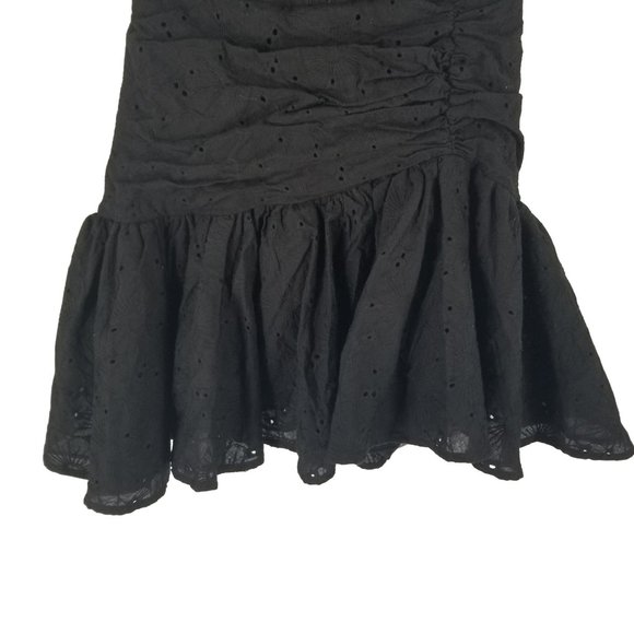 Sofia the Label Black Eyelet Mini Dress Bow Strap Daisy Cocktail Wedding Girly - Picture 10 of 13